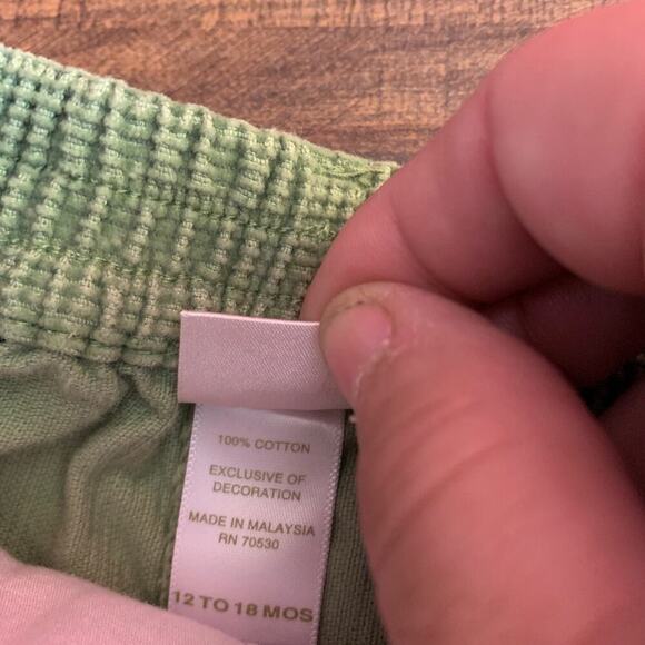 JANIE AND JACK Girl’s Green Corduroy Pleated Skirt with Bow Belt/Size: 12-18 Mos - Picture 4 of 9